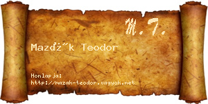 Mazák Teodor névjegykártya
